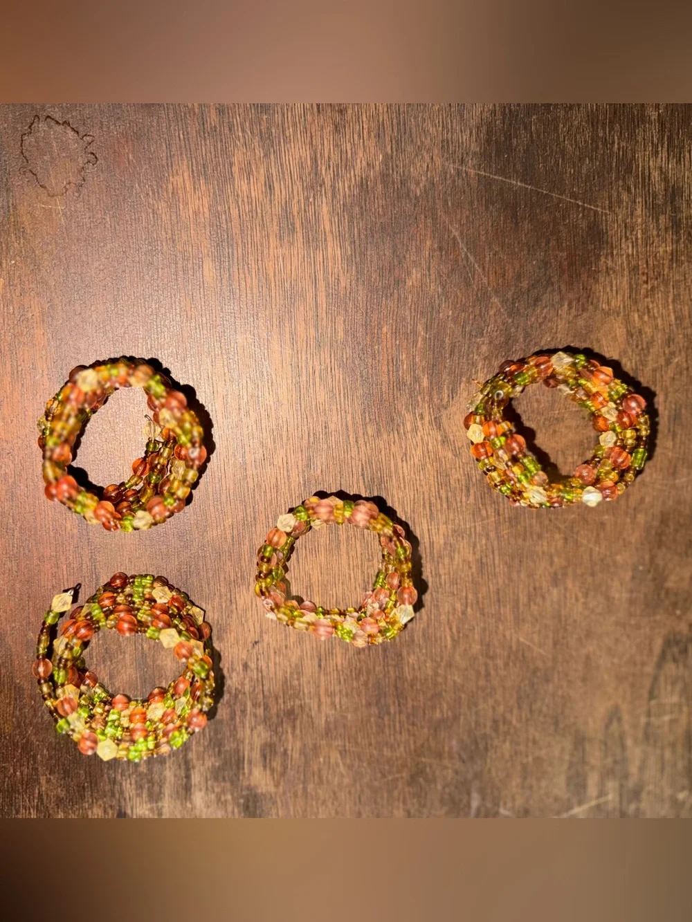 Set of 4 Pier 1 or Crate & Barrel Style Boho Beaded Napkin Rings Holders